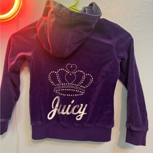 Juicy Couture Purple Velour Hoodie with Rhinestone Crown